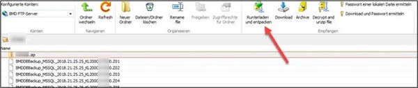 Screenshot with an arrow pointing to "Download and unpack"
