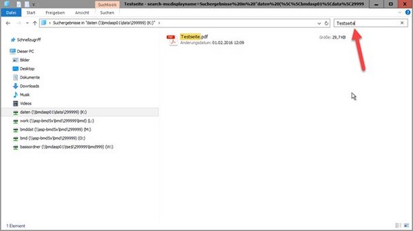Screenshot of a search in Windows Explorer.
