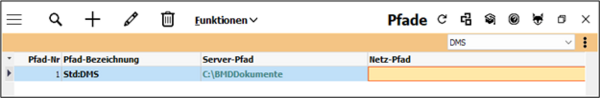 Screenshot of the overview of paths in BMD NTCS