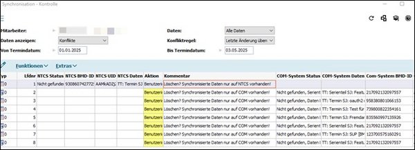 The screenshot shows the window for manual data monitoring with detailed information presented in a table.