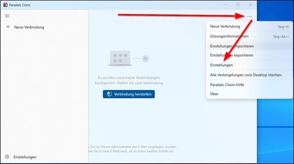 A guide to the menu item "Settings" in Parallels version 19.3.1.