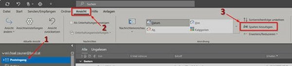 Screenshot with instructions for displaying an additional column