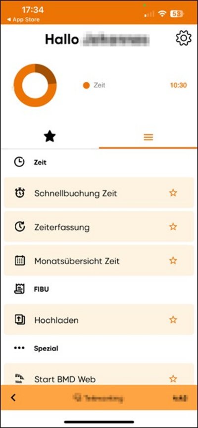 Übersicht über die möglichen Aktivitäten in der App