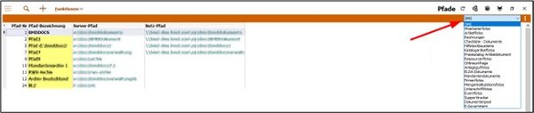 Screenshot of the "Paths" window