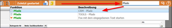 Screenshot of the selection window with focus on the CRM paths