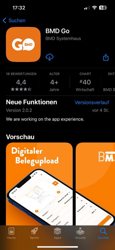 App Store interface – BMD Go app