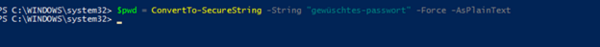 Screenshot of the command to set a password