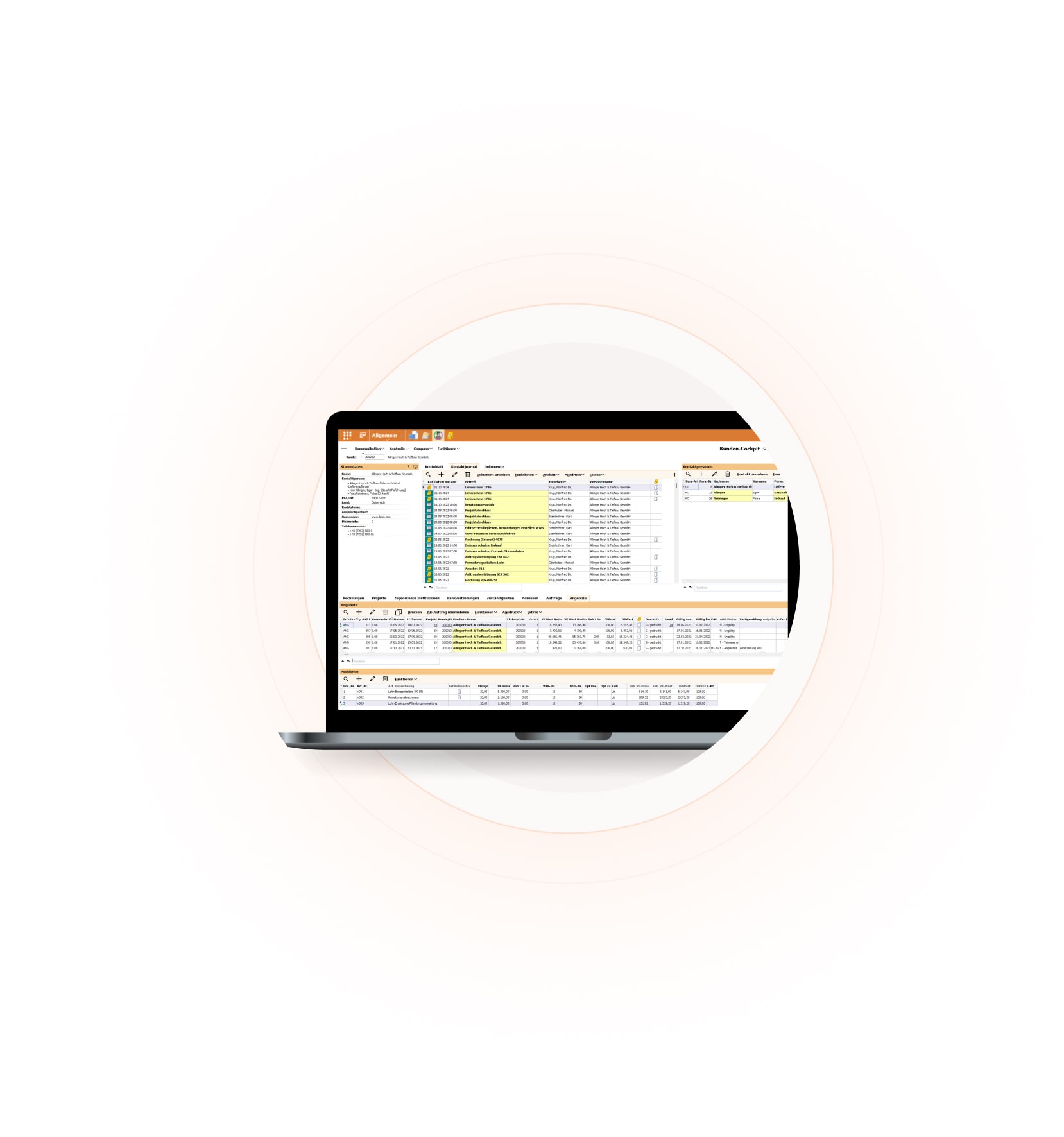 Screenshot Kunden Cockpit BMD CRM