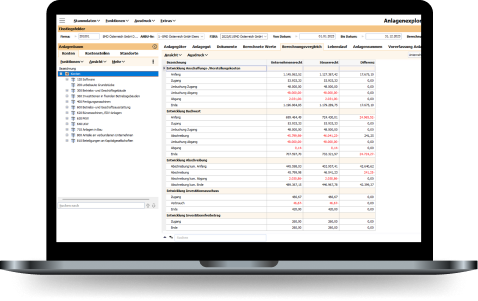 Screenshot of BMD asset accounting software.