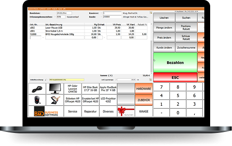 Screenshot of BMD cash register solution.