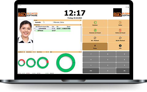 Screenshot of BMD time recording software.
