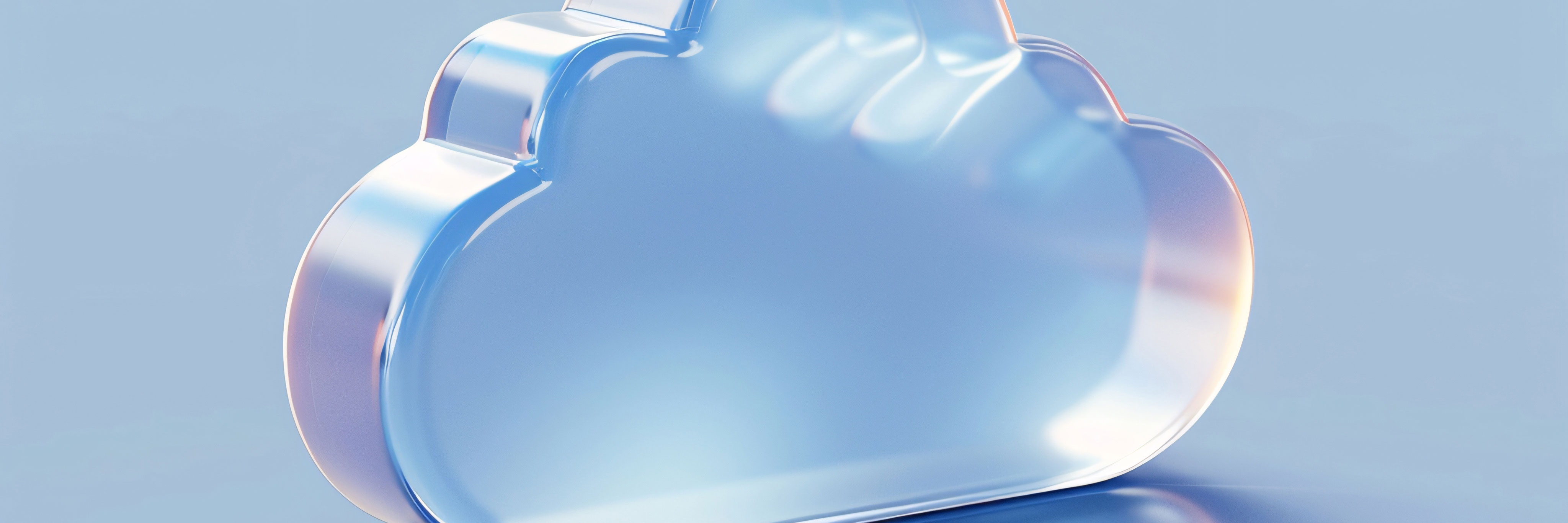 Darstellung einer Wolke aus Glas, die in verschiedenen Blau-Tönen schimmert und leuchtet.