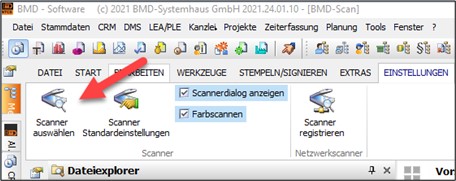 Screenshot of the "Select scanner" option