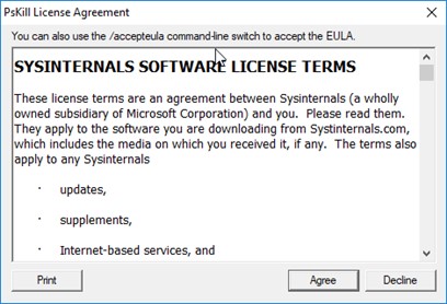 Screenshot: PsKill License Agreement