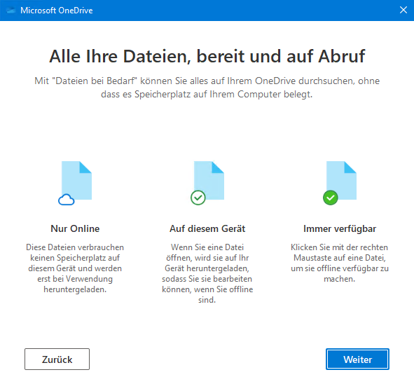 Screenshot of a short explanation regarding the availability options of your files.