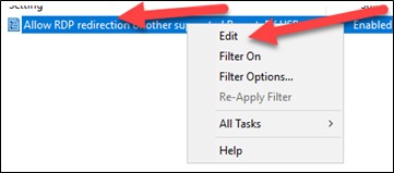 Edit RDP redirection.