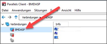 Select "BMDASP" under "Connections".