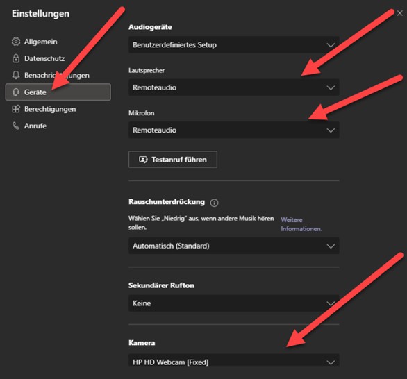 The settings under "Devices".