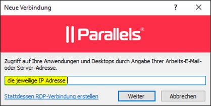 Enter the IP address.