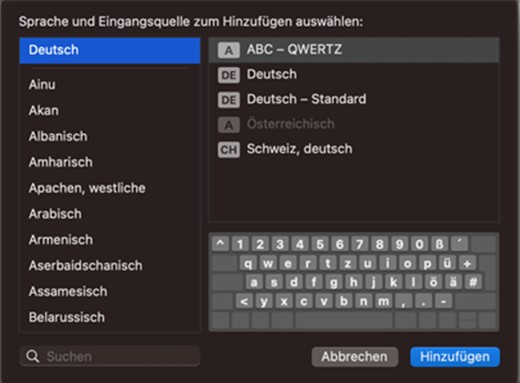 Select the required keyboard layout.