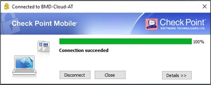 Screenshot showing that the connection was successful.