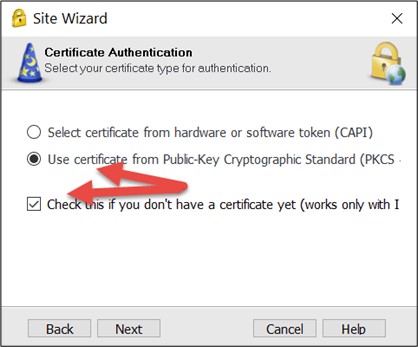 Screenshot of the required certificate settings.