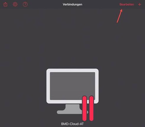 Screen "Connections" with an arrow pointing to "Edit"