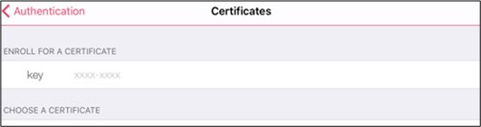 "Enroll for a certificate" – Entering the reg key