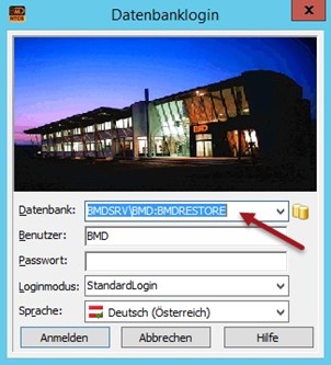 Screenshot_Datenbanklogin-Wiederhergestellte Datenbank