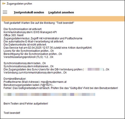 Screenshot of the window for checking the login details