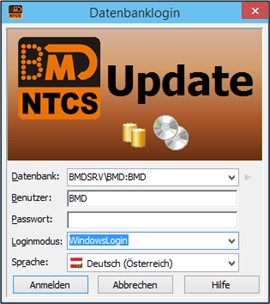 Screenshot of the login window