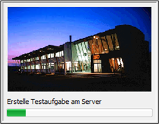Screenshot of the progress for creating a test task on the server