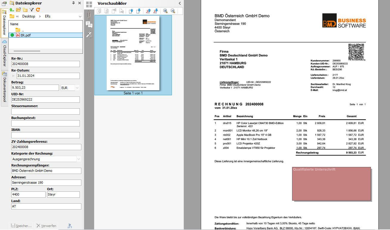 Screenshot aus der BMD Software [Screenshot © BMD]