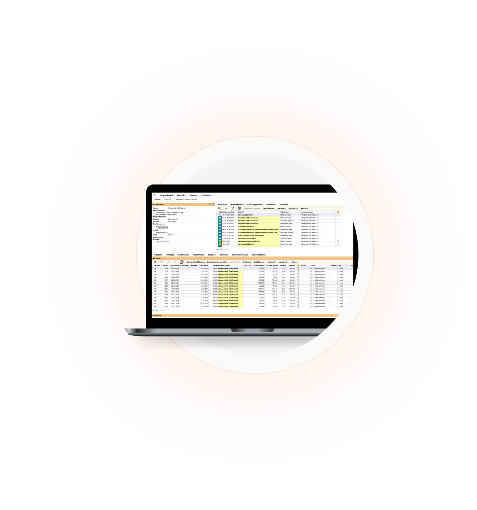 Screenshot Kunden Cockpit BMD CRM